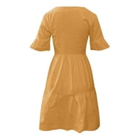 Ljetne haljine za prodaju za žene za žene s kratkim rukavima za tisak cvjetnog uzorka V-izrez midi fit