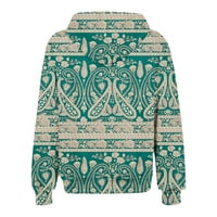 Fall Cardigani za žene Trendi džep za kapuljaču tiskani zip dugim rukavima kaput zelena veličina XL