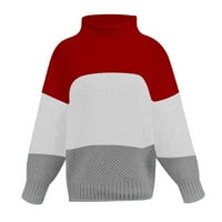 vbnergoie ženske s ramena Duks ležeran pleteni dugi rukav pulover dugih rukava Zip pulover džemper za