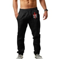 Muške hlače modna casual trenira jogging trčanje ispisan posteljina džepa čipkasti hlače velike veličine
