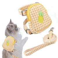 Ferents Cat kabel i povodac sa ruksakom, prsluk za kućne ljubimce Podesivi za štene mačku, žutu kariranje