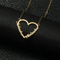 Dvo ime Prilagođeno ogrlica prilagođeno ime Love Heart Privjesak Personalizirano ogrlica od nehrđajućeg