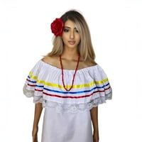 Kolumbijska venecuelanska bijela bluza sa vrpcama