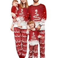 Obiteljski božićni pidžami, božićno stablo stablo Ispis dugih rukava + tiskane hlače za spavanje odjeća