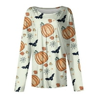 Umitay Womens plus veličina Bluuses Ženska casual moda Halloween Print Dugi rukav O-izrez TOP bluza