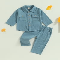 Toddler Baby Boy Hlače postavio je majicu s dugim rukavima + pantalone dječje pamučne posteljine odjeće