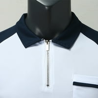 Muški mišićna majica casual patentni zatvarač za zatvaranje ovratnika rukav sljepci džepom polos silazni