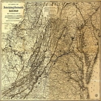 Željeznička cesta Fredericksburg i Gordonsville od strane vintage mapa