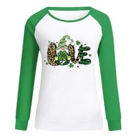 St. Patricks Dnevne košulje Žene smiješno plaćeno Leopard Shamrock Grafička majica Vintage Boja bloka