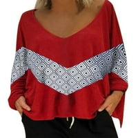 Springttc žene s dugim rukavima majica u boji blokade, ležerna bager bluza