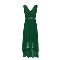 Cacommmark PI Ženske haljine čišćenje Žene Ležerne prilike V-izrez seksi bez rukava duge haljine zelene