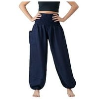Outfmvch široke pantalone za noge za žene za žene Ležerne prilike Ležerne prilike COHO Hlače Loose Yoga