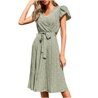 Haljine u inleife za žene Ljetni modni casual ženski V-izrez otisnuta kratkim rukavima