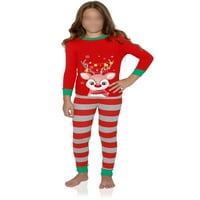 Podudaranje porodične pidžame setovi Božićni PJS Elk tiskani vrhovi dugih rukava i prugaste pantalone