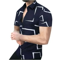 Zodggu Clearence višebojne košulje za muškarce Stripe Print Short rukav s kratkim rukavima Lapel Ovratnik