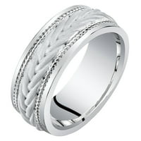Peora Muške sterling srebrni uzorak uzorak vjenčanog prstena za vjenčanje udobnosti veličine 8-14