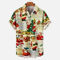 Muški Halloween božićne majice Dugme s dugim rukavima dolje majice Party Santa Print Aloha majice Vrhovi