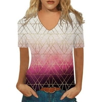FOPP prodavač Ženska majica kratkih rukava ispisana V-izrez imitacija pamuk Top Top Pink XXL