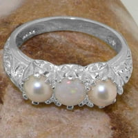 Britanci izrađeni sterling srebrni prirodni Opal i kultivirani prsten za biserno ženske žene - Opcije