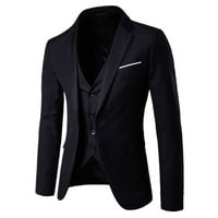 Dyfzdhu Men 3-komad odijela Slim Fit Solid Business Casual Wedding Party Blazer jakna i prsluk i odijelo