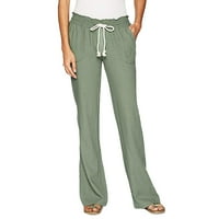 Ocivier ženske pamučne ležerne hlače udobne hlače sa džepovima s džepovima elastične haljine visoke