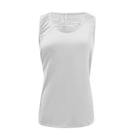 Ženski vrhovi okrugli dekolte za žene casual pune boje ljeto majice bez rukava bijeli XL