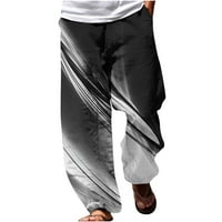 Odeerbi Hlače na plaži za muškarce Elastične struke ravne pantalone Ljetne casual modne ispis hlače tamno siva