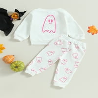 Wybzd Halloween Toddler Baby Girls Boys Outfits Ghost Grafički duge rukave Duks s dugim rukavima Podešavanje