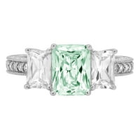 3,61ct smaragdni rez zeleni simulirani dijamant 14k bijelo zlato graviranje godišnjice Angažovanje vjenčanja