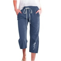 Posteljine hlače za žene Ljeto lagane casual labave pantalone Ženske paljake pantalone plus veličina