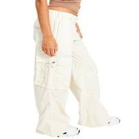 Ženske baggy teretne hlače s malim strukom ravne hlače za noge široke noge Hippie joggers pantalone