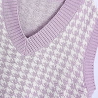 Ženska estetska odjeća casual V-izrez pulover košulja sudar boja bez rukava prsluk za rukava TBKOMH