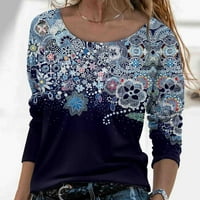 Žene Crewneck Print T majice Košulje s dugim rukavima Casual Fashion Tunic Tops Bluze Osnovne dukseve