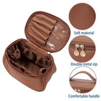 Honrane Fau Kožna kozmetička torba - Prijenosna ručka, zlatno slovo, veliki kapacitet, vodootporni patentni