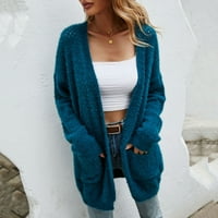 Utoimkio Cardigan džemperi za žene otvoreni prednji labavi dugi rukav midi dugi dugi kardigan džemperi