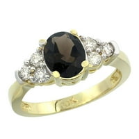 14k žuto zlato prirodni dimljeni toplaz prsten oval 9x dijamant akcent, veličine 8