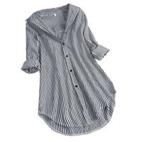 Fanxing Cleariance Roll up rufne majice za žene plus veličine pruga dugih rukava sa prekidačem za oblikovanje