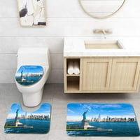 New York City Skyline Statua Liberty Status kupaonice Set za kupatilo Contour Mat i toaletni poklopac