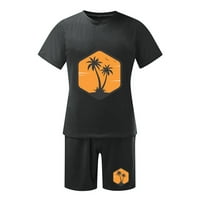 Smanjite set Otemrcloc Muška ljetna havajska tropska plaža Print Okrugli vrat XL