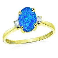 Star K Rood je stvorio plavi opal klasični tri kameni angažman za vjenčani prsten u kt žutoj veličini