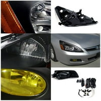 Spect-d Tuning Kristalni farovi crne + žute lampe za branik za maglu za 2006- Honda Accord 4DR lijevo