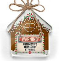 Ornament tiskan jednostrani upozorenje Automobilski mehaničar na poslu Vintage Fun Potpiši posao Božić