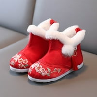 Dječja cipela Djevojka Zimske pamučne čizme Vintage vezene cipele za platnu plišaju unutar Hanfu cipela