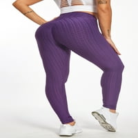 Žene visokog struka teksturirane joge hlače Tummy Control Ruched guza Dizanje rasteznih anti celulita