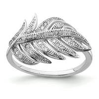 Sterling srebrni rodirani prsten za krilo CZ - veličine 8