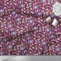 Soimoi ružičasti pamuk poplin lišće tkanine, insekti i cvjetni umjetnički otisci tkanine širom dvorišta
