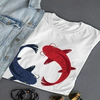 Dvije majice za ribu koi-riba -Spideals dizajnira, ženska 4x-velika