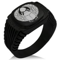 Nehrđajući čelik Scarab Beetle Rising Sun CZ rebrasta igla Stripe uzorak Biker stil Polirani prsten