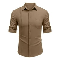 Muška košulja pamučna temperatura džepna kopča rever s dugim rukavima majice za muškarca