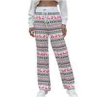 Popust Padžama hlače za žene casual covecy hlače elastični visoko struk božićni grafički tisak tinejdžeri